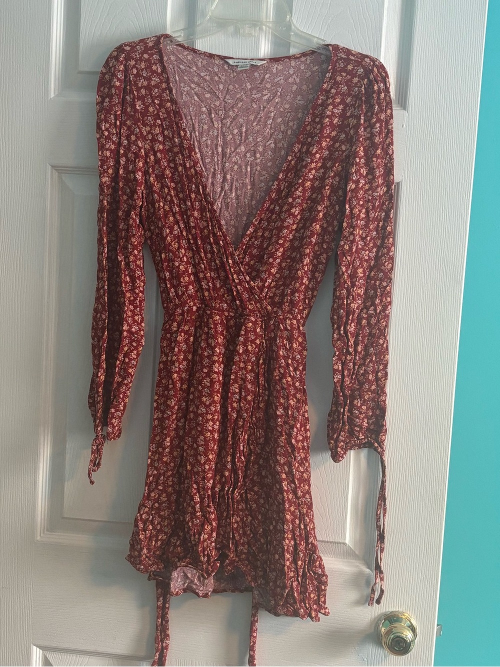 American Eagle Long Sleeve Wrap Mini Dress